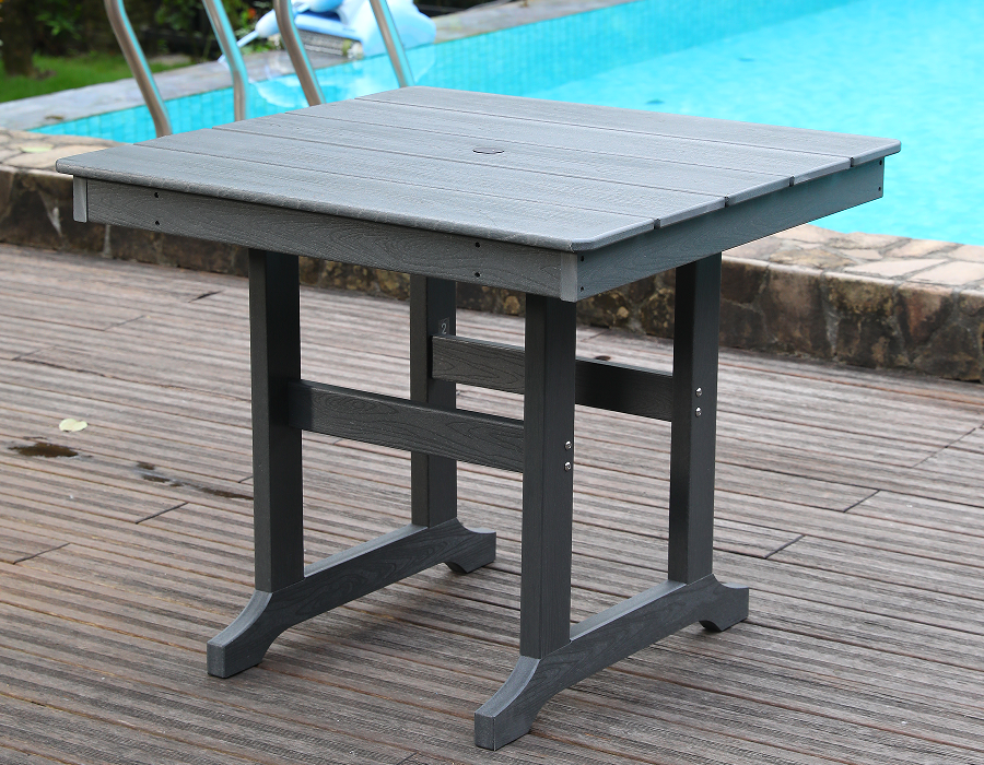 Wetterbeständiger grauer quadratischer HDPE-Tisch