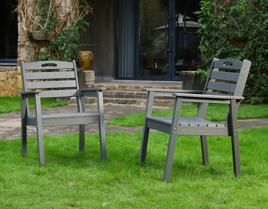 Anthrazitgrauer 2er-Pack klassischer HDPE-Adirondack-Stuhl mit X-Rücken