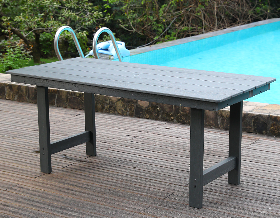 Grauer rechteckiger Gartentisch aus HDPE