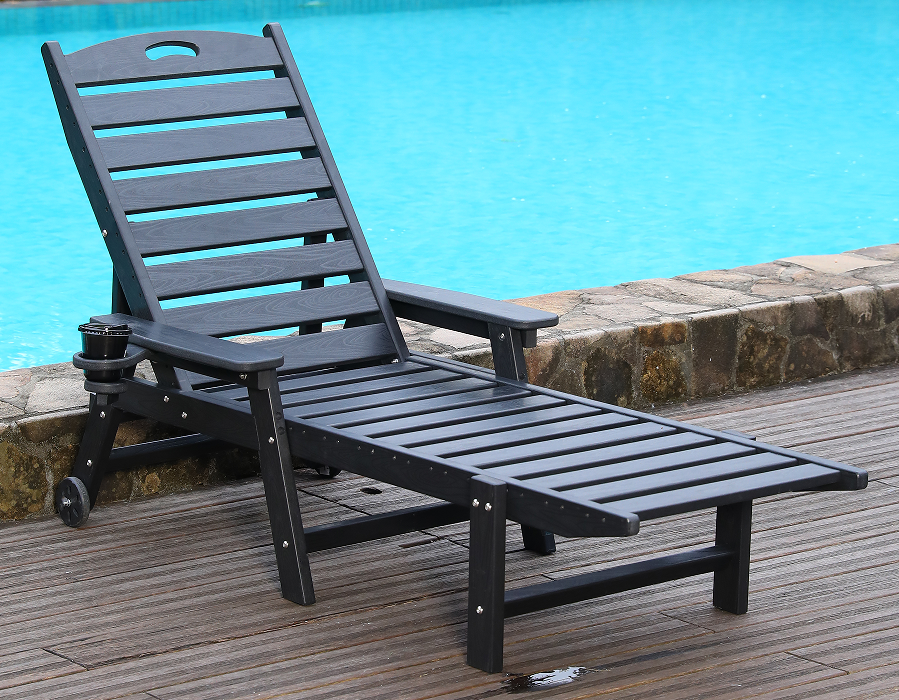 Mitternachtsschwarzer Adirondack-Loungesessel aus HDPE mit Griff
