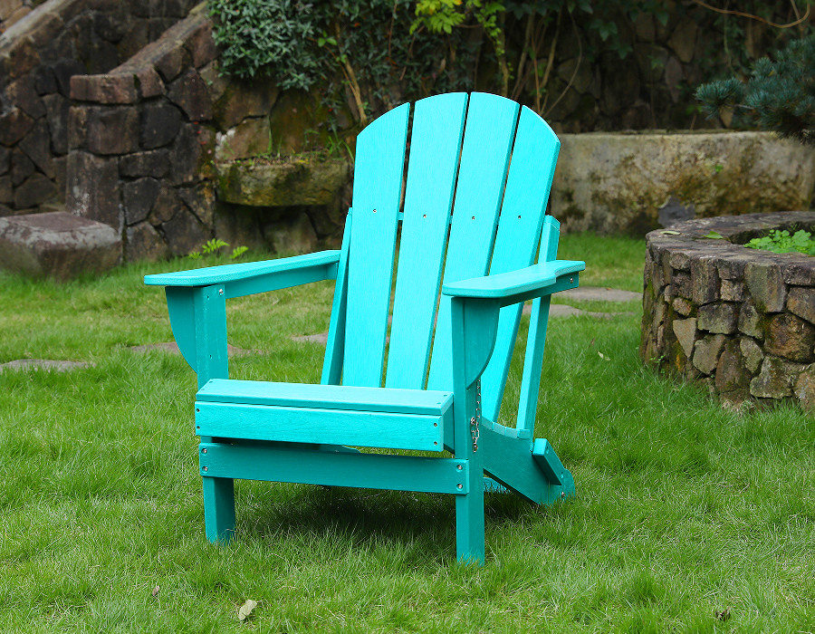 Lebendiger türkisfarbener HDPE-Frosch-Adirondack-Stuhl