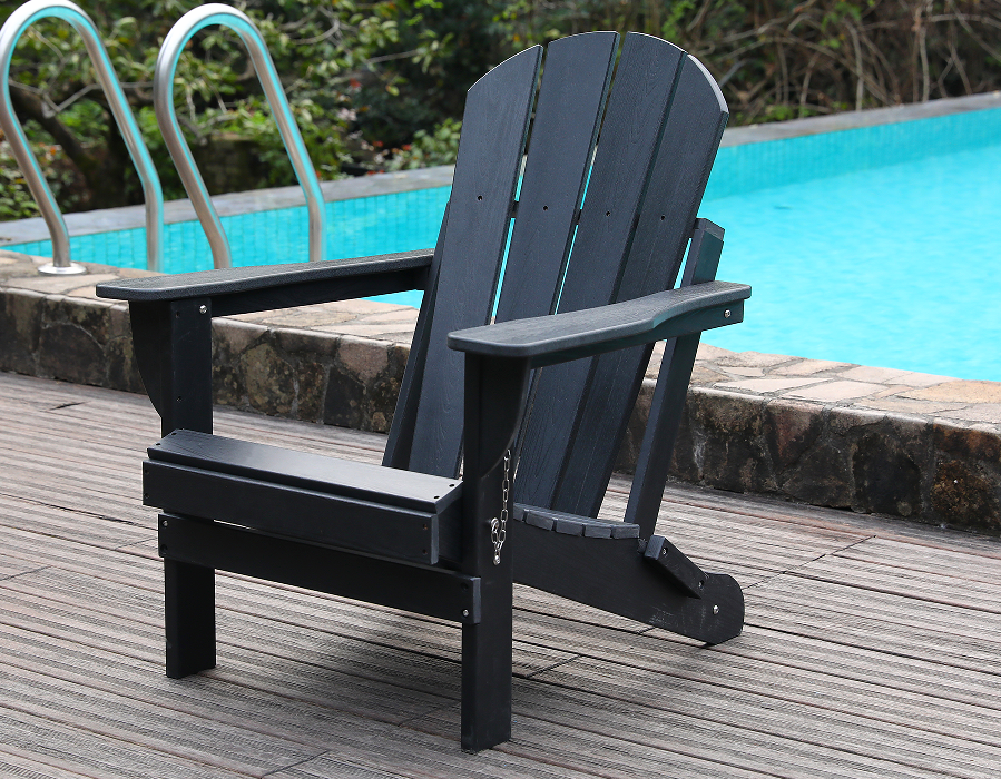 Schwarzer Allwetter-HDPE-Adirondack-Froschstuhl