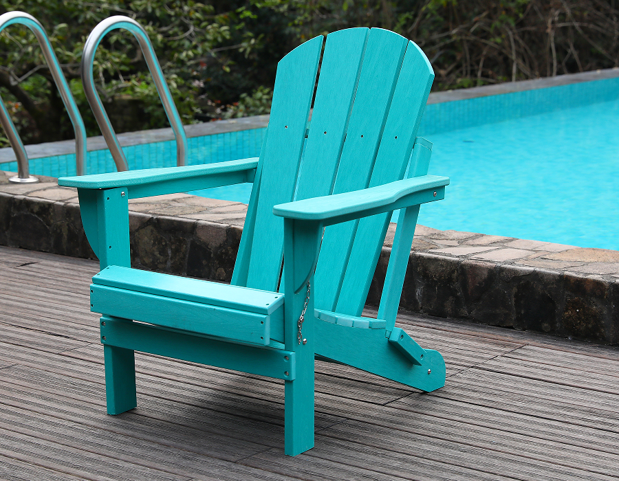 Lebendiger türkisfarbener HDPE-Frosch-Adirondack-Stuhl
