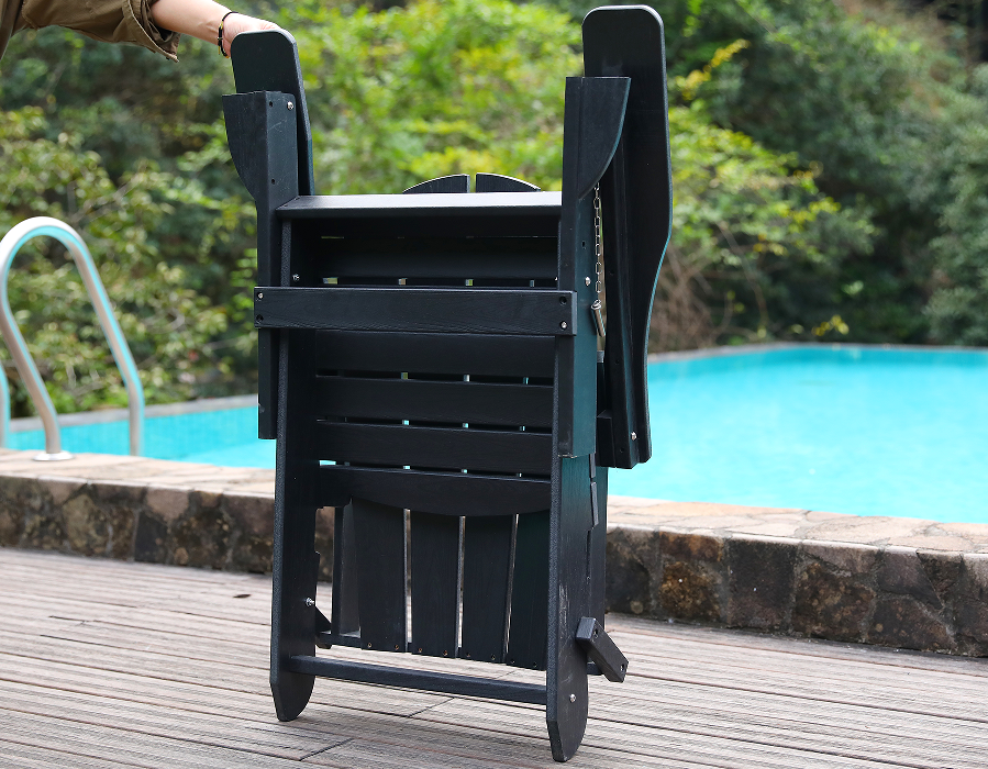 Schwarzer Allwetter-HDPE-Adirondack-Froschstuhl