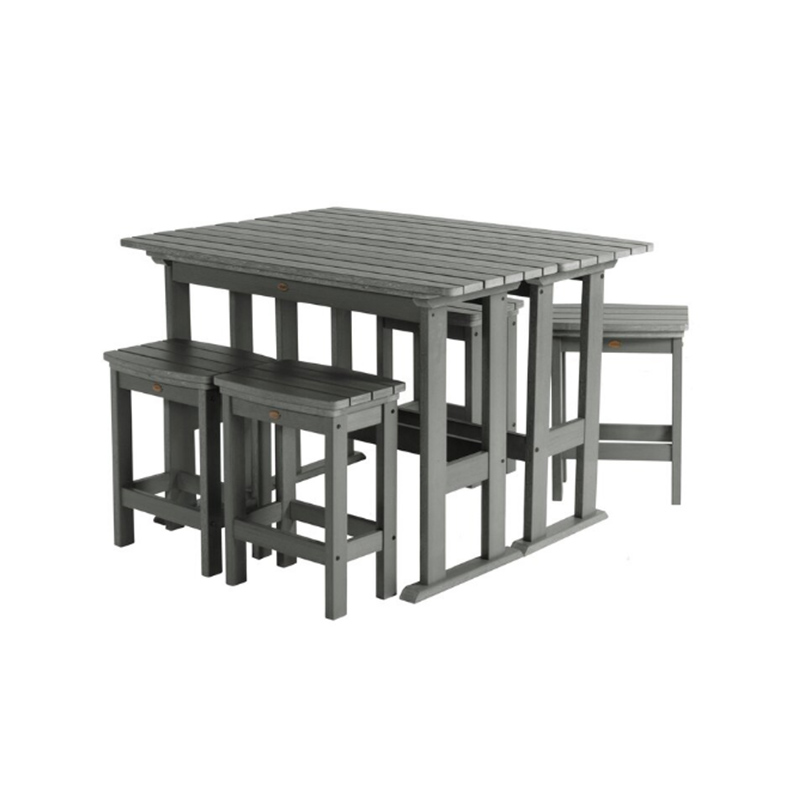 Modernes 6-teiliges High-Bar-Ess-Set aus dunkelgrauem HDPE