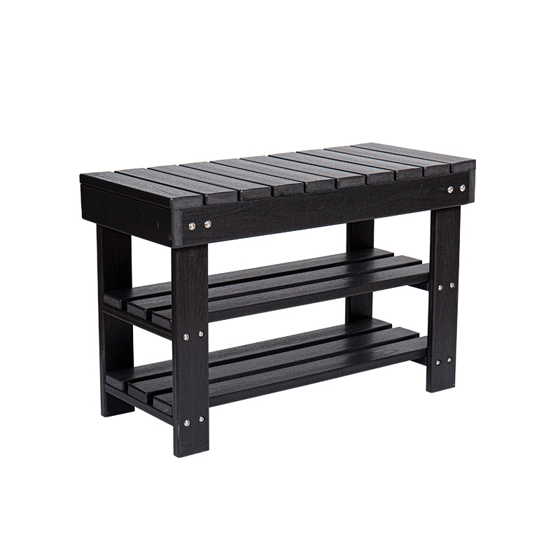 Schlanker, schwarzer, dreistufiger HDPE-Tisch