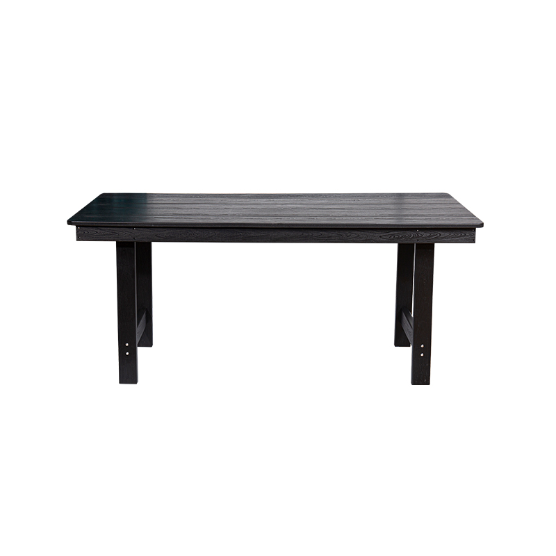 Elegantes 7-teiliges Esszimmerset aus schwarzem HDPE für geräumige Außenbereiche